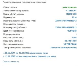 транспортное средство марки Пежо 308, тип – легковые автомобили комби (хэтчбек), 2010 года выпуска. Адрес: Ставропольский край, Шпаковский район, г. Михайловск, ул. Вавилова, 51